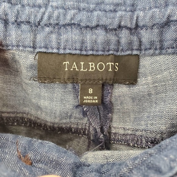 Talbots Signature Mid Rise Chambray Drawstring Roll Up Cuff Ankle Pants Womens 8 - Picture 5 of 9